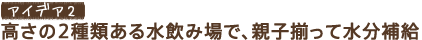 �A�C�f�A2�@������2��ނ��鐅���ݏ�ŁA�e�q�����Đ����⋋